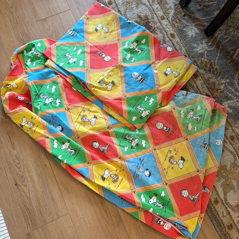 Vintage Peanuts Snoopy JC Penny Sheet Set Flat and Fitted sheet Twin